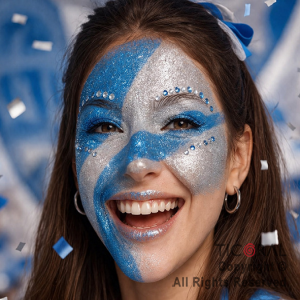 KIT MAQUILLAJE ARTISTICO GLITTER CELESTE Y PLATA (4 GR) + STRASS